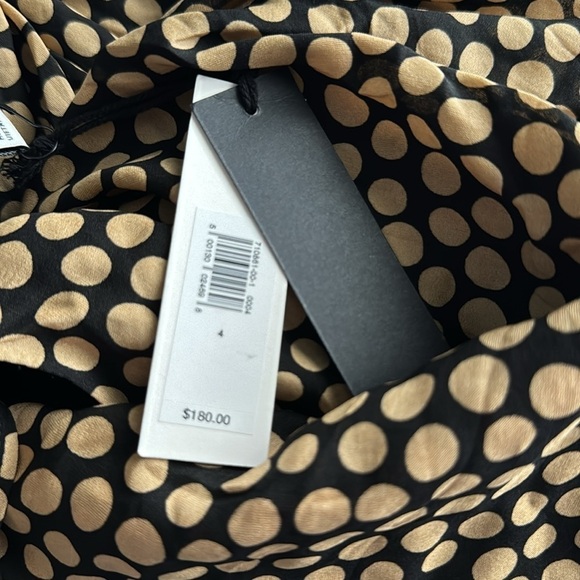 NWT! Banana Republic Camel & Black Dot Crepe Twist-Shoulder Dress - Multiple 🌗 - Picture 4 of 5